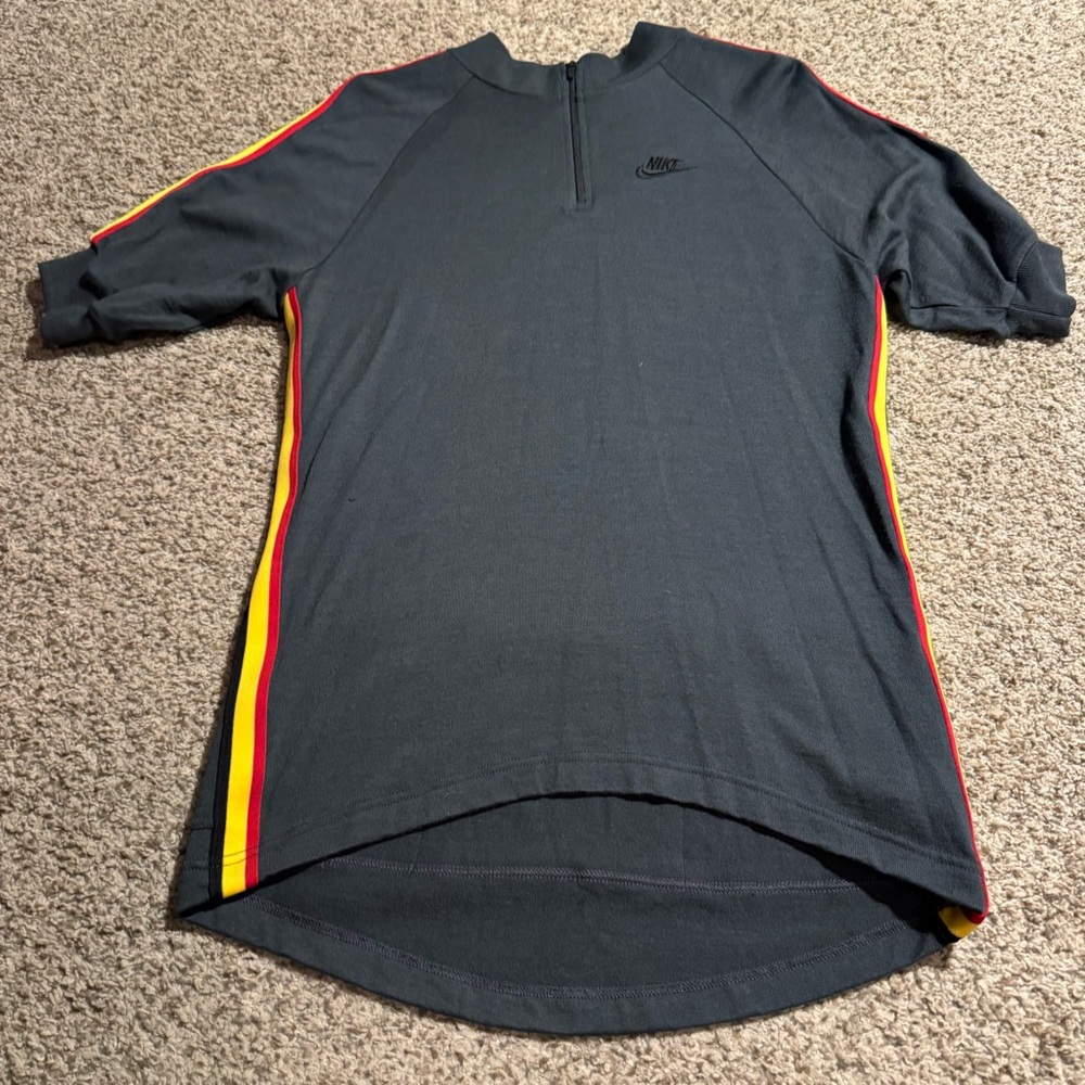 Nike Men's Merino Cycling Jersey with Red and Yellow Accents - M